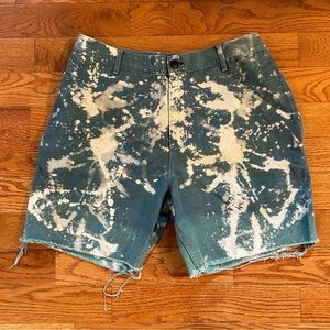 Tie Dye Jean Shorts Teal Blue Skateboard Acid Wash Large 34 Waist